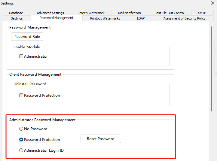 In Password Management tab