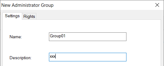 In “New Administrator Group” box, Please enter Name, Description